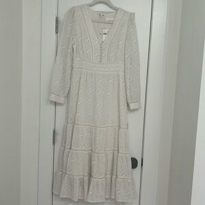 Anthropologie cream long sleeved women’s dress. New with tags!
